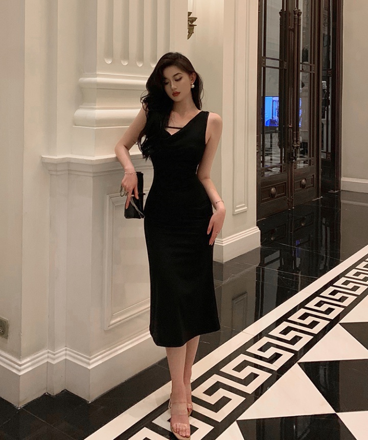 Simple long dress all-match France style formal dress