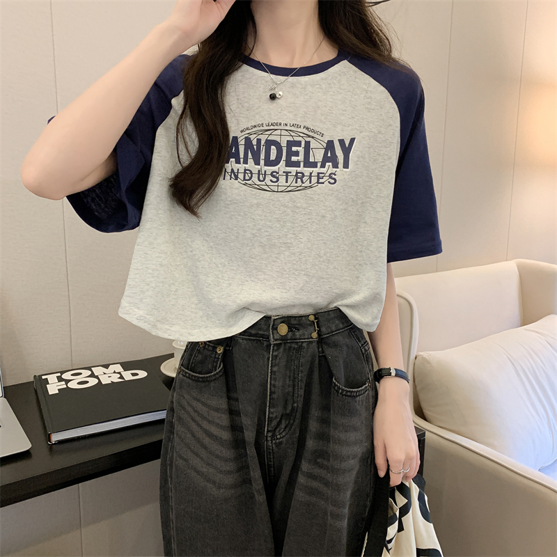 Pullover round neck T-shirt loose tops for women