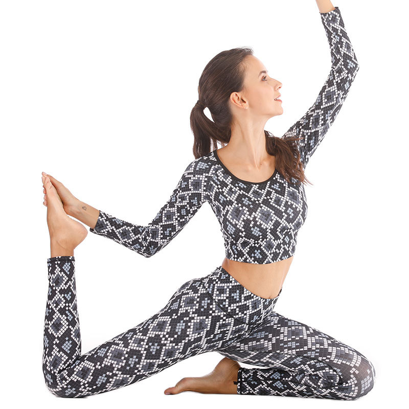 Yoga fitness hip raise digital tops a set for women