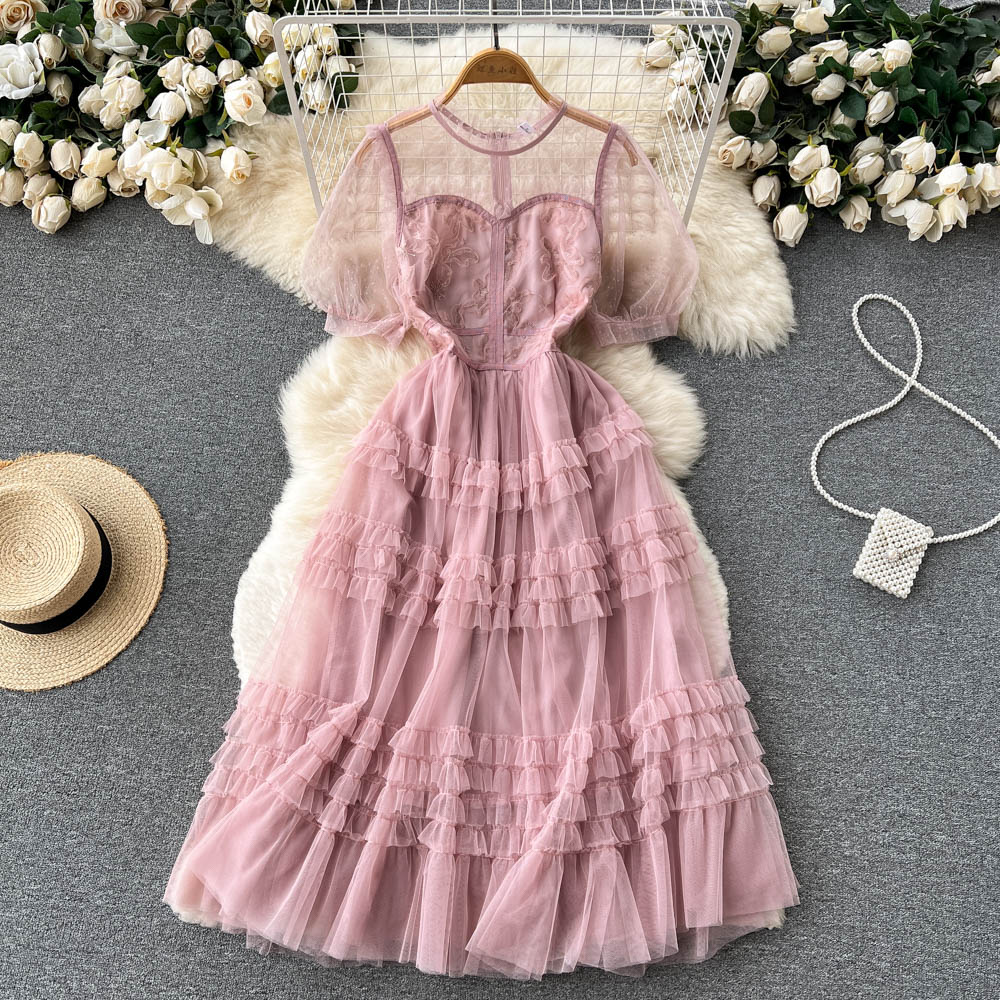 Pinched waist summer slim sweet France style dress for women