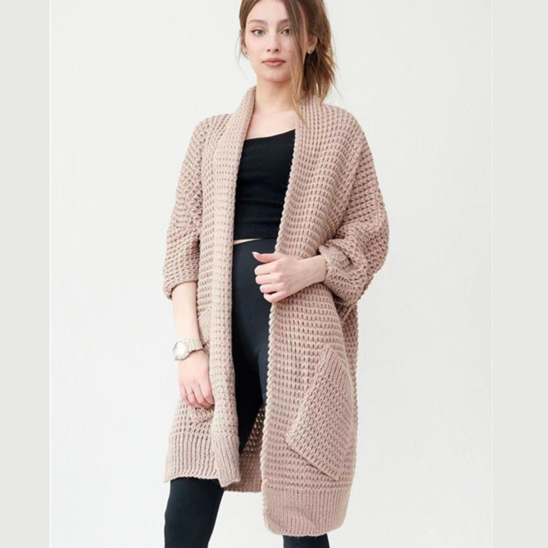 Thick autumn and winter sweater long coat for women