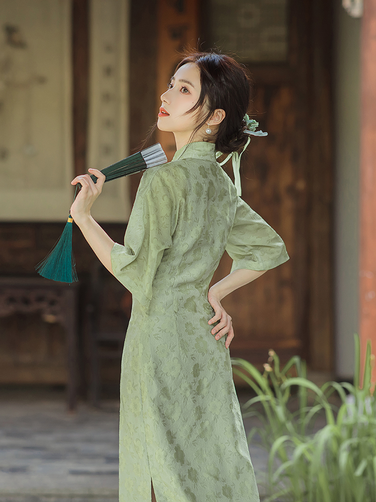 Maiden jacquard cheongsam brocade summer dress