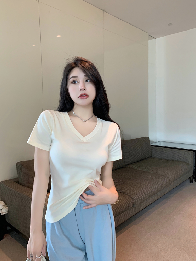 Korean style T-shirt bottoming shirt for women