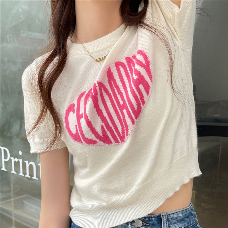 Cashmere spicegirl sweater letters T-shirt for women