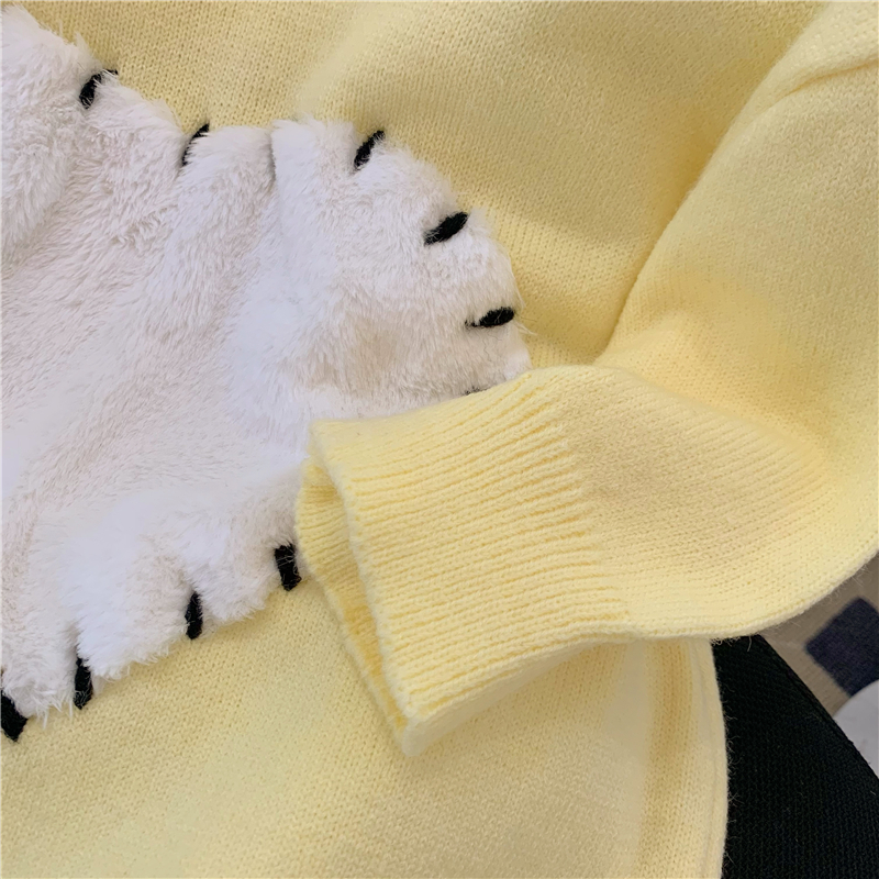 Short sleeve plush heart knitted lazy Korean style tops