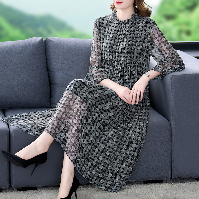 Spring and summer real silk long dress for women