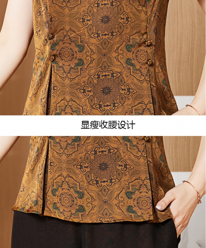 Summer short sleeve tops middle-aged retro T-shirt