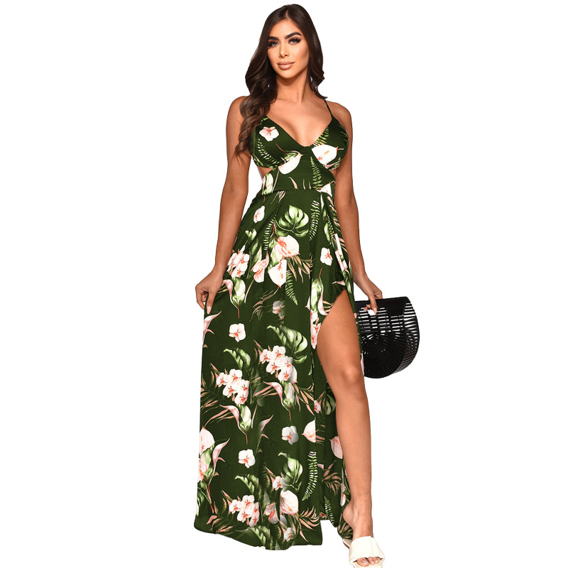 Large yard summer sexy European style printing dress for women