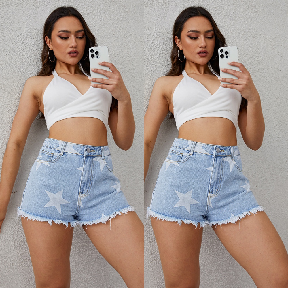 Printing European style Casual short jeans for women