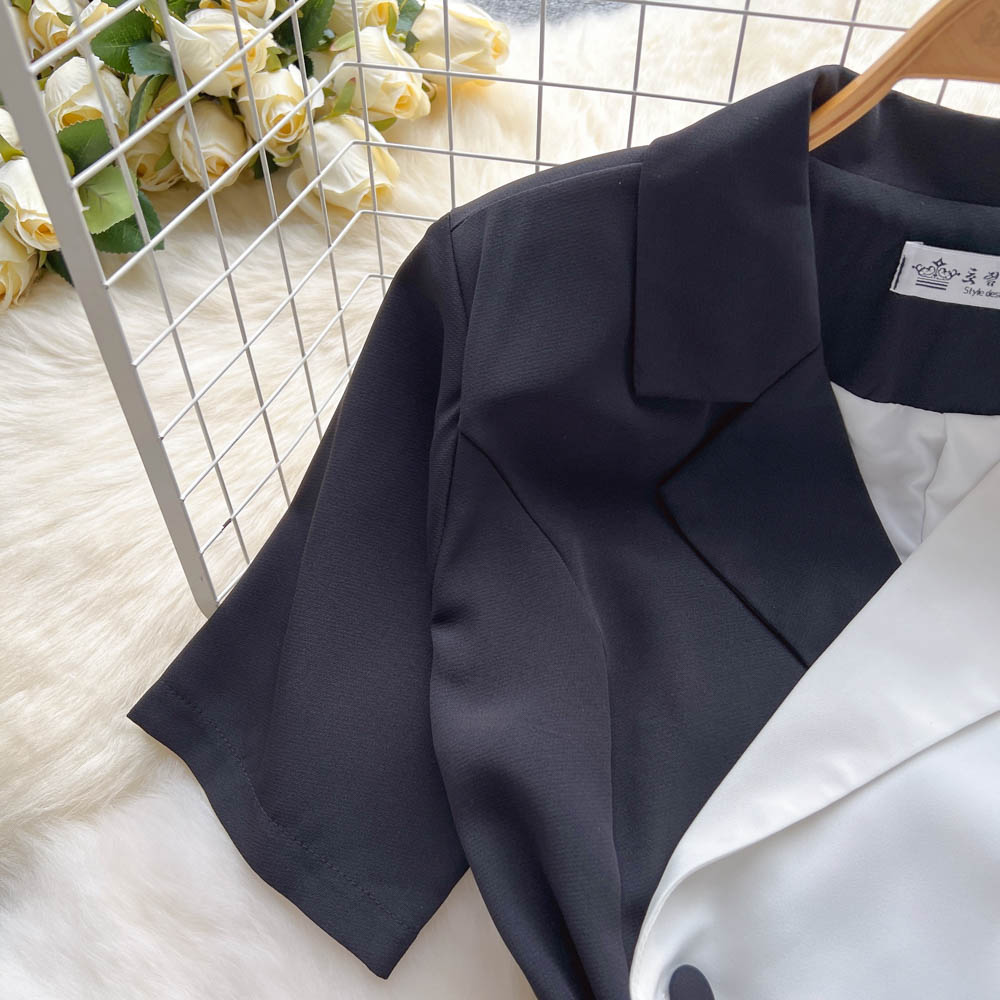 Short sleeve fiber dress conventional business suit