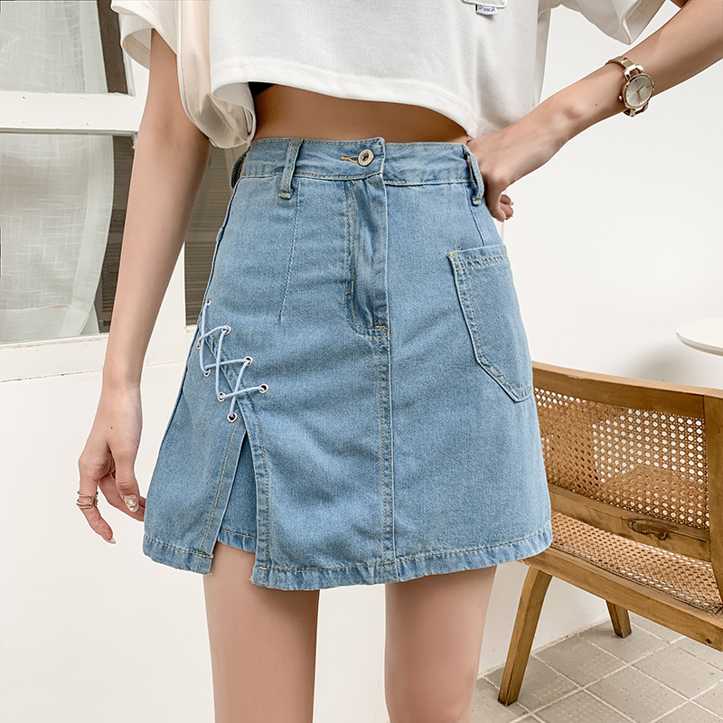 Summer denim skirt high waist slim culottes for women