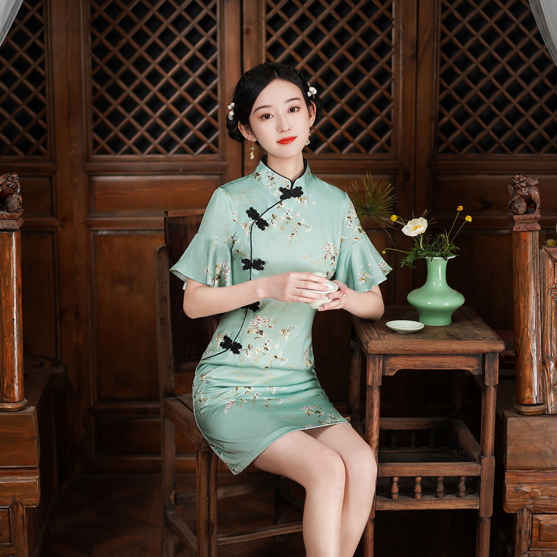 Retro classical elegant summer Chinese style cheongsam