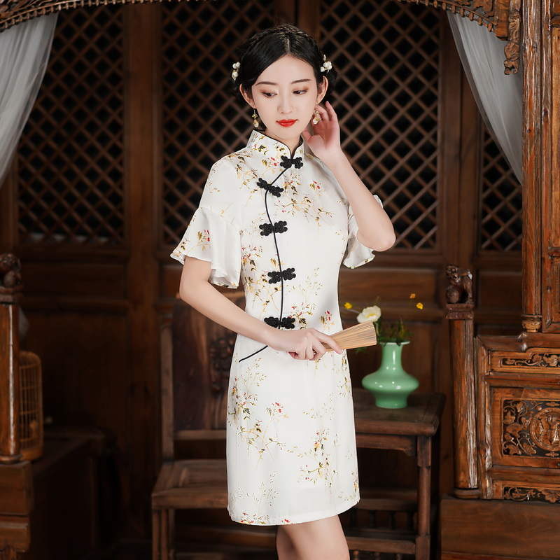 Retro classical elegant summer Chinese style cheongsam