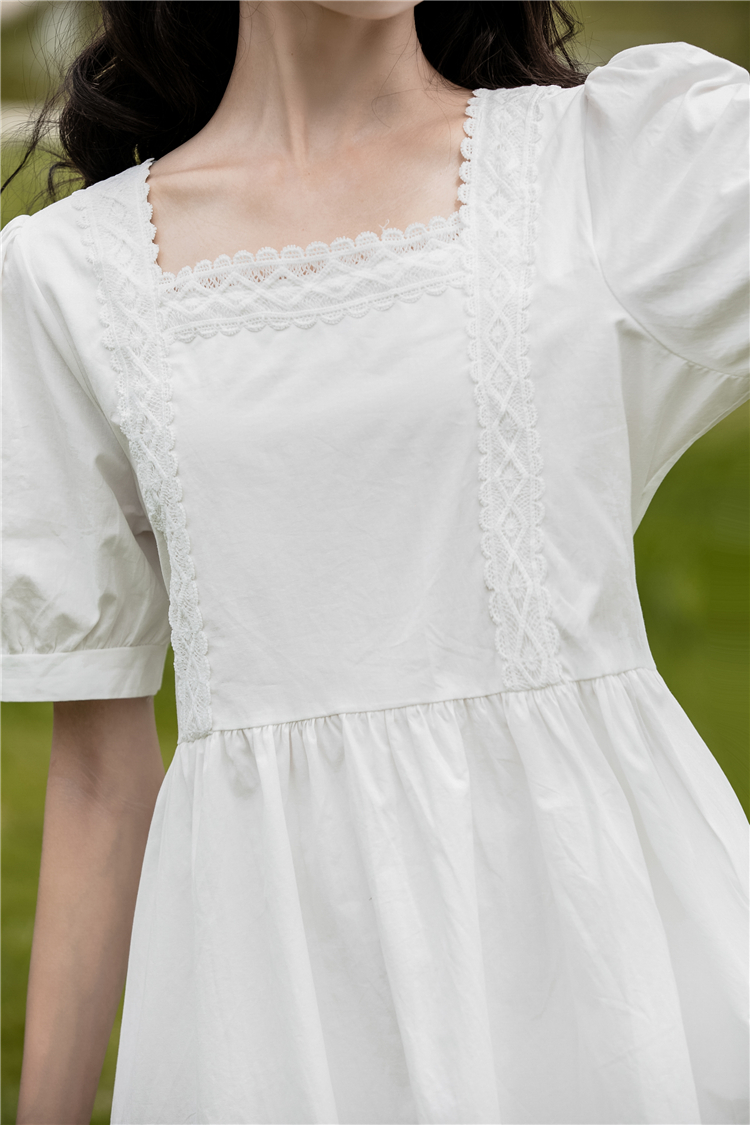 Lace short sleeve splice France style summer dress