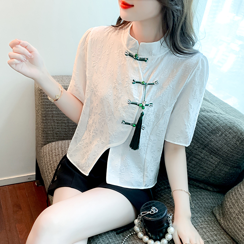 Retro cheongsam short sleeve tops for women
