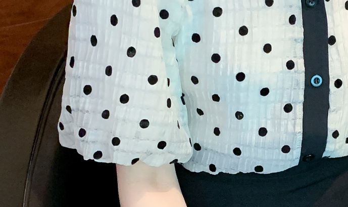 Polka dot puff sleeve tops fashion and elegant shirt