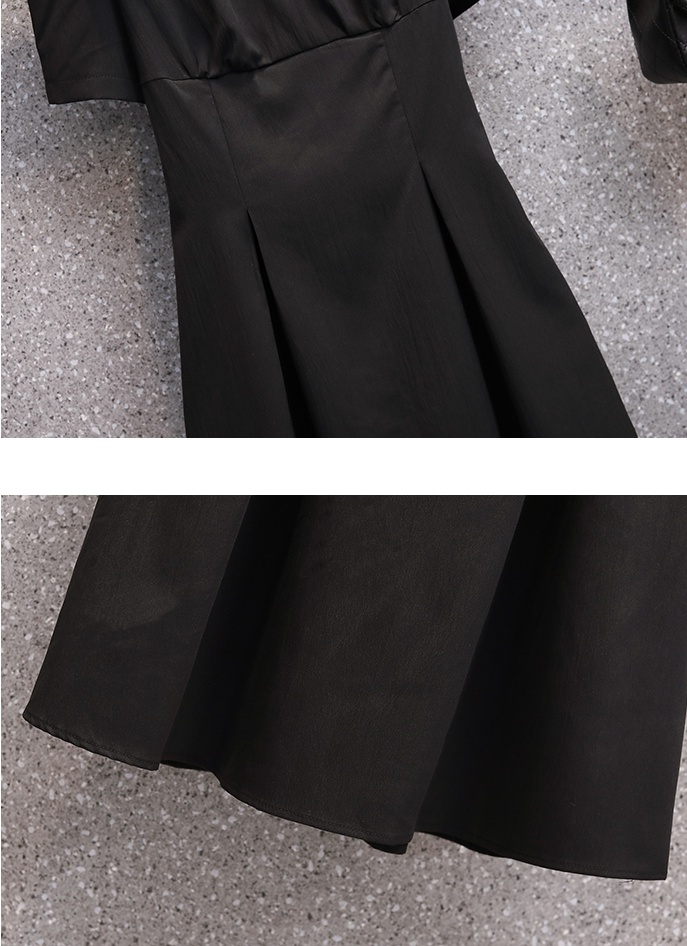 Retro long fat black France style dress for women