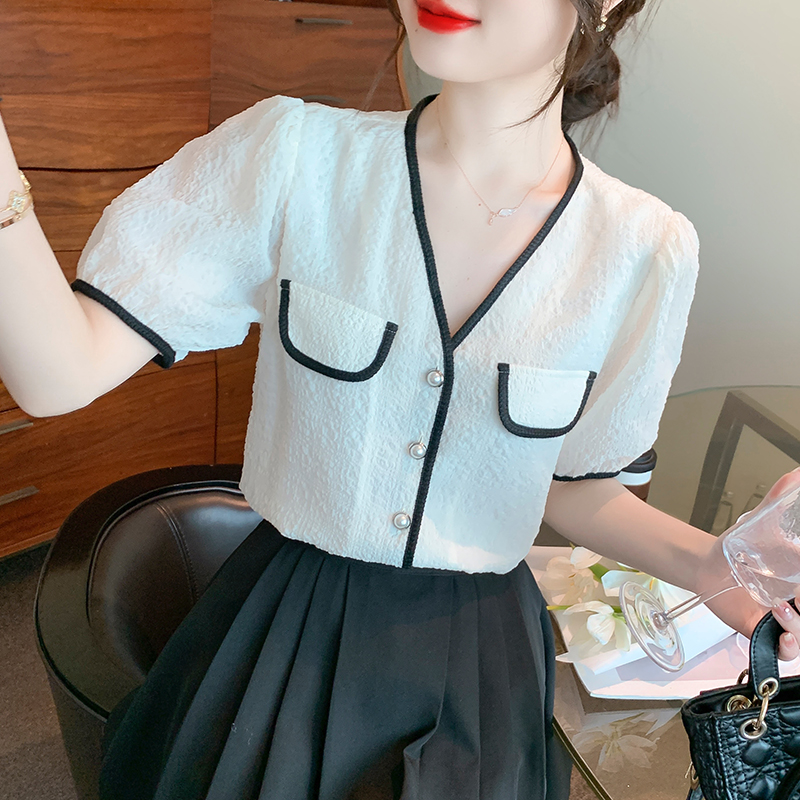 All-match fashion and elegant tops splice shirt for women
