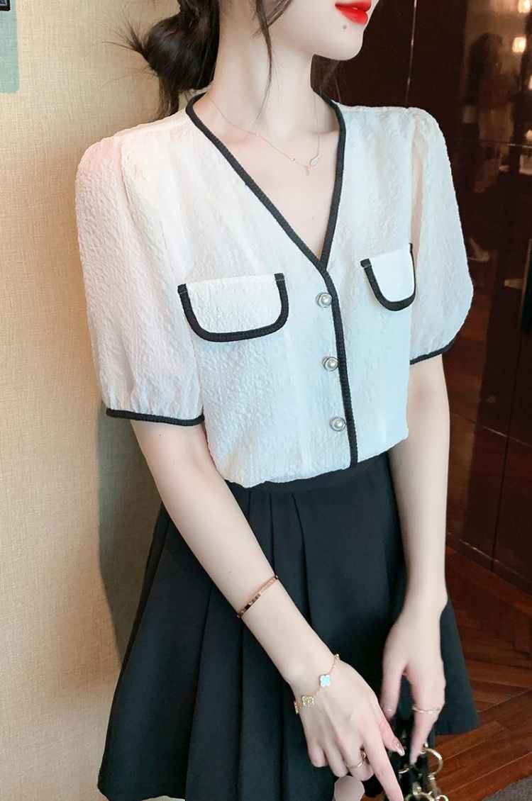 All-match fashion and elegant tops splice shirt for women