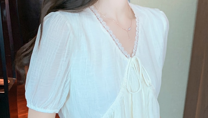 Summer V-neck tops short sleeve Korean style shirt