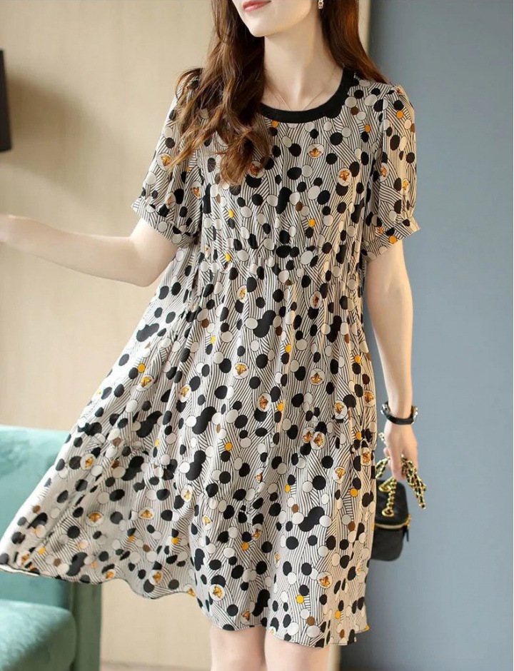 Casual short sleeve printing dress for women
