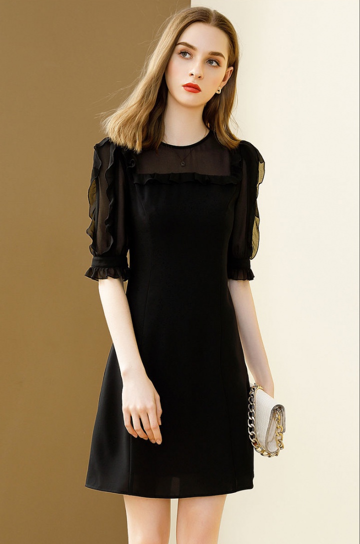Short black fashion fungus summer dress for women