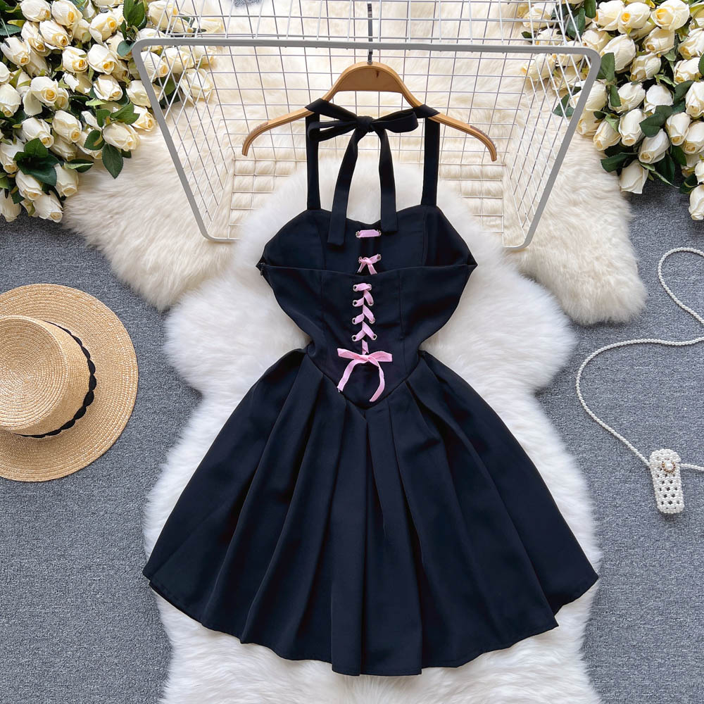 Pleated pinched waist T-back strapless dress for women