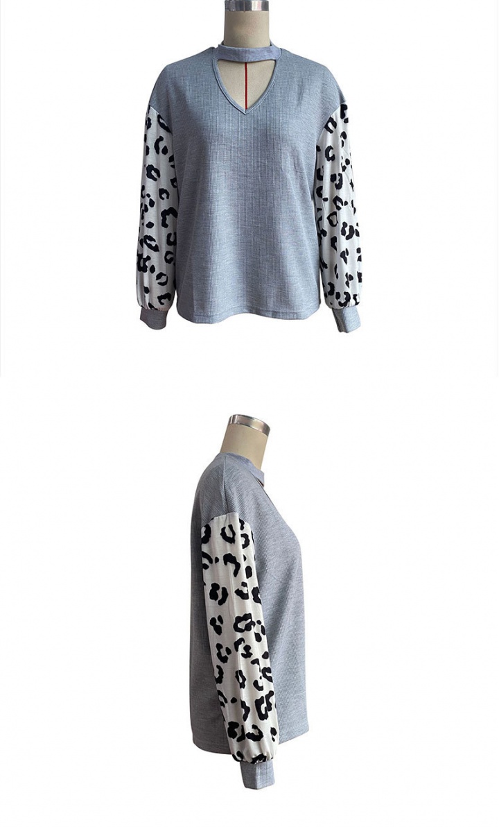 Autumn and winter gray mixed colors hollow sweater