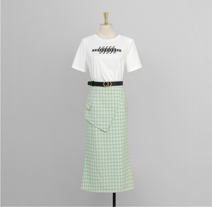 Slim T-shirt light short skirt 2pcs set