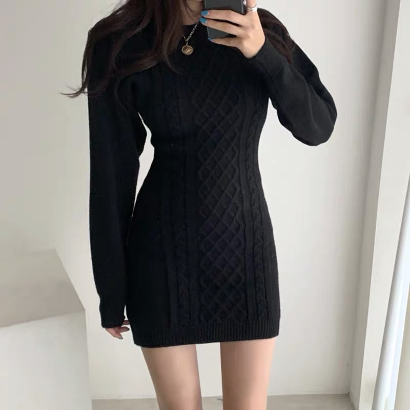 Halter knitted Korean style dress for women