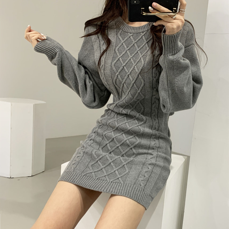 Halter knitted Korean style dress for women