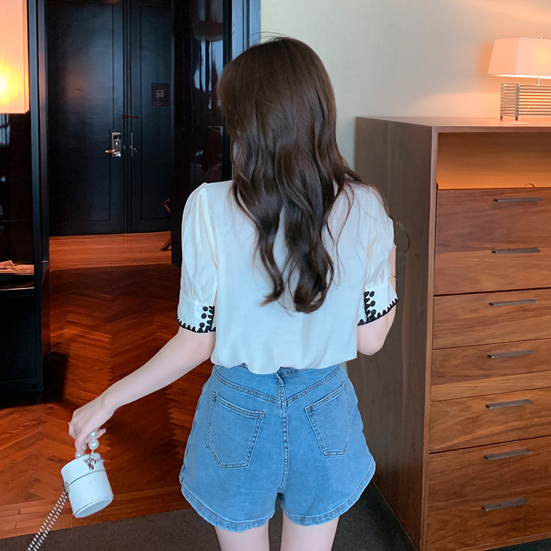 Korean style short sleeve shirt all-match tops for women