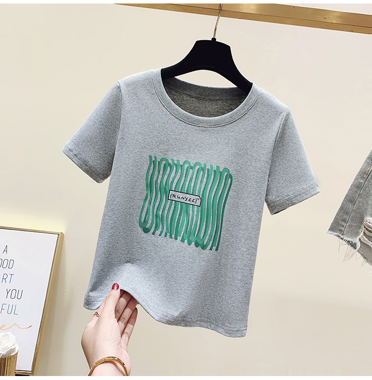Short sleeve summer printing T-shirt all-match slim tops