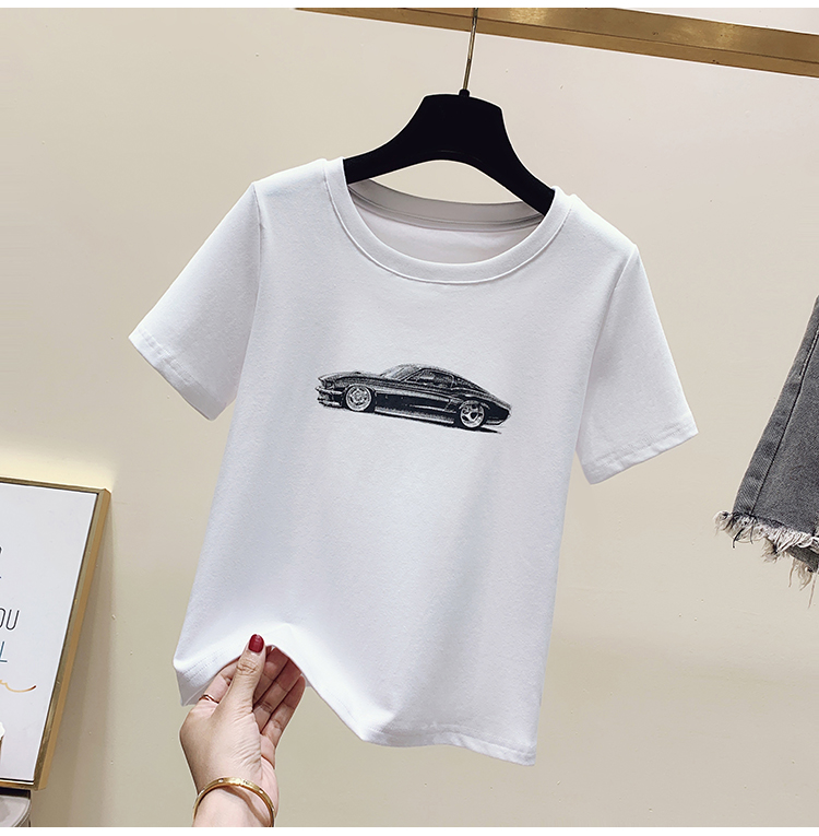 Short car tops short sleeve all-match small shirt for women