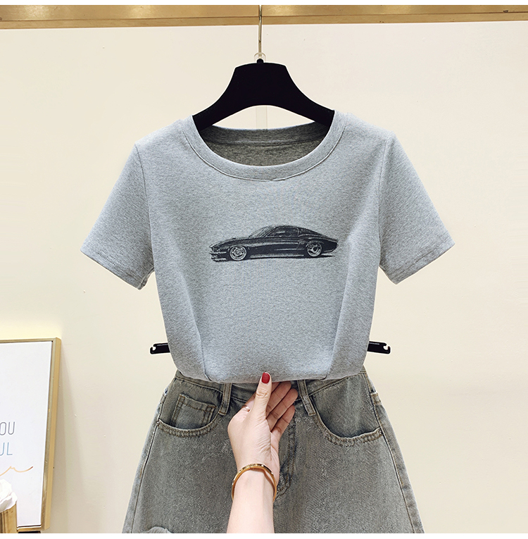 Short car tops short sleeve all-match small shirt for women