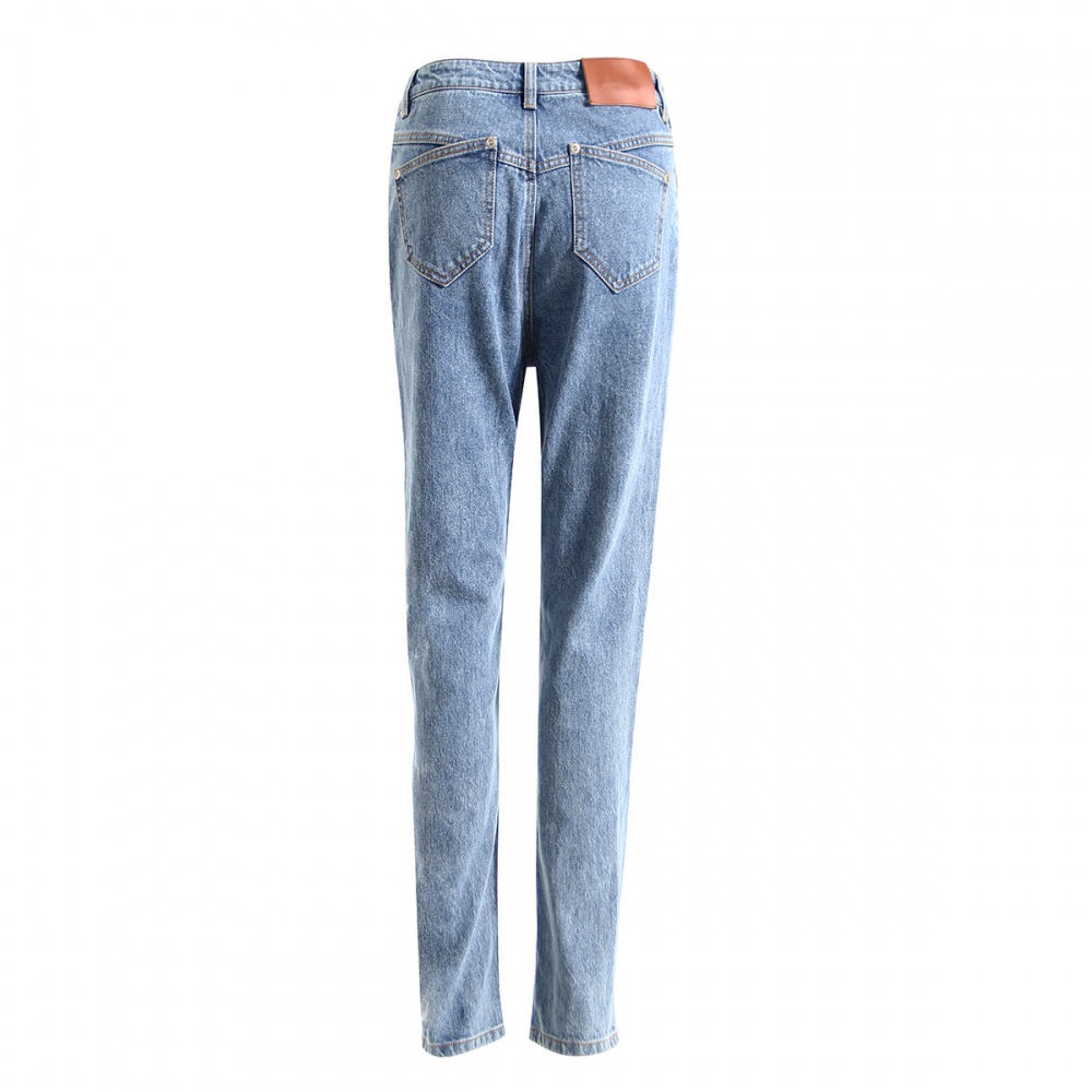 Straight slim placket pants slit zip decoration summer jeans
