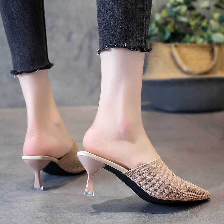 Pointed fine-root summer slippers for women