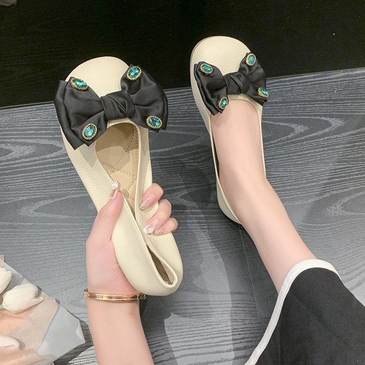 Summer bow shoes low Korean style peas shoes