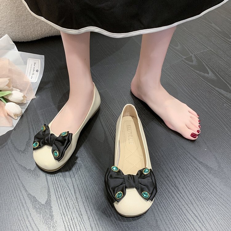 Summer bow shoes low Korean style peas shoes