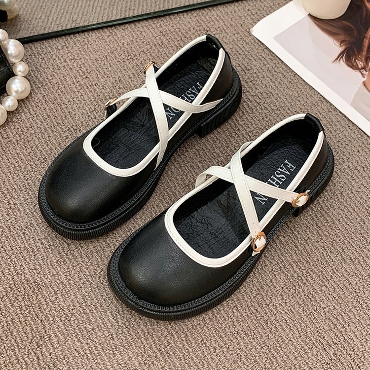 British style student leather shoes summer flattie for women