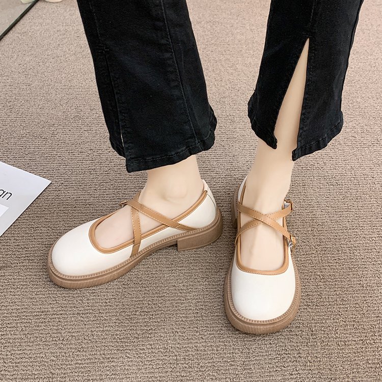 British style student leather shoes summer flattie for women