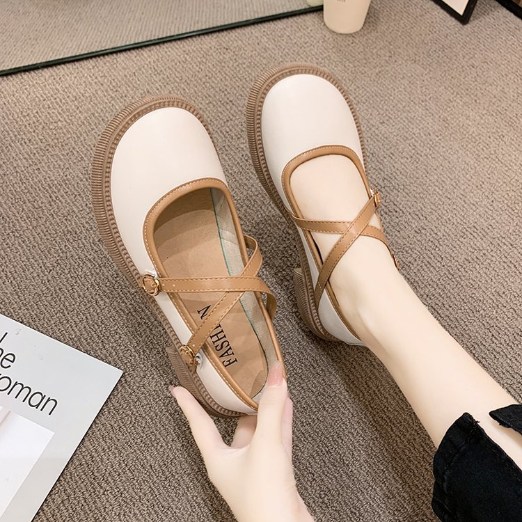 British style student leather shoes summer flattie for women