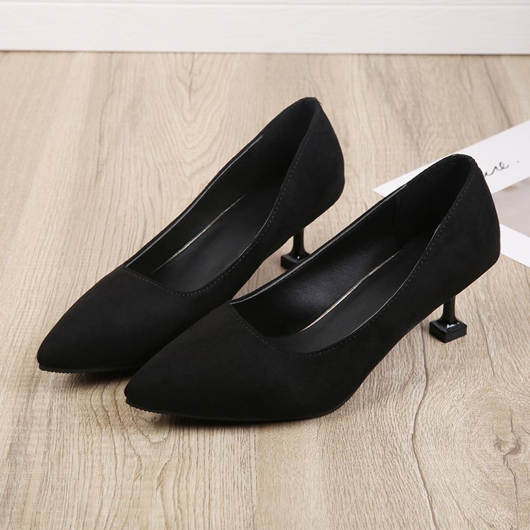 Pointed Korean style shoes fashion low high-heeled shoes for women