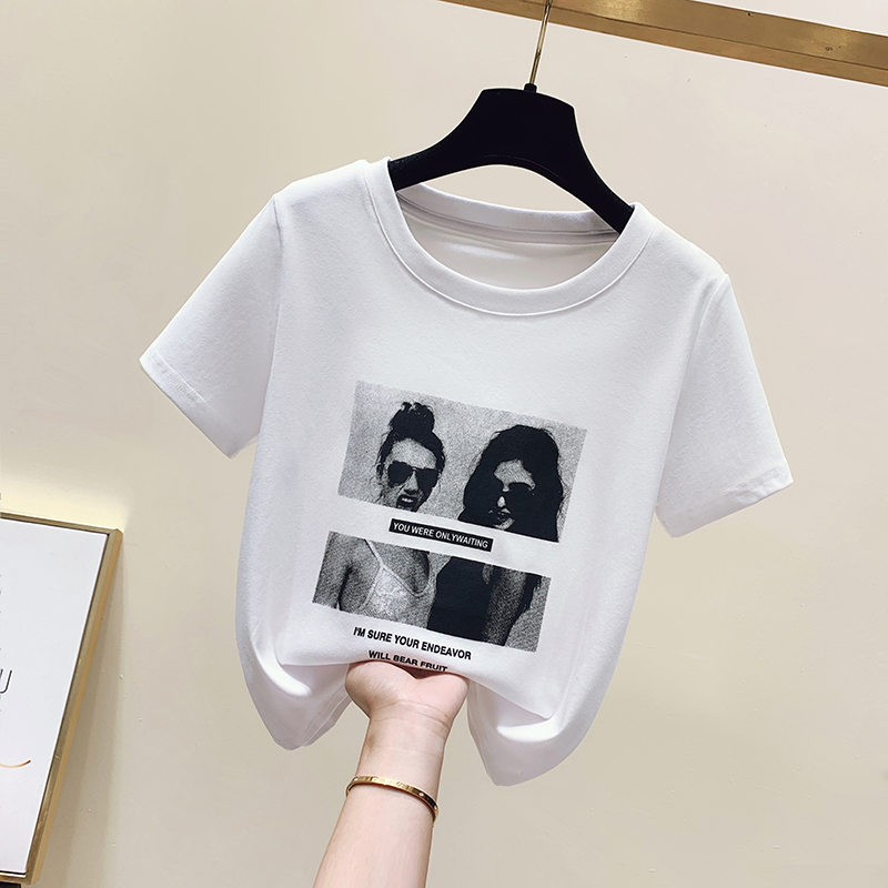 Printing all-match T-shirt slim summer small shirt for women