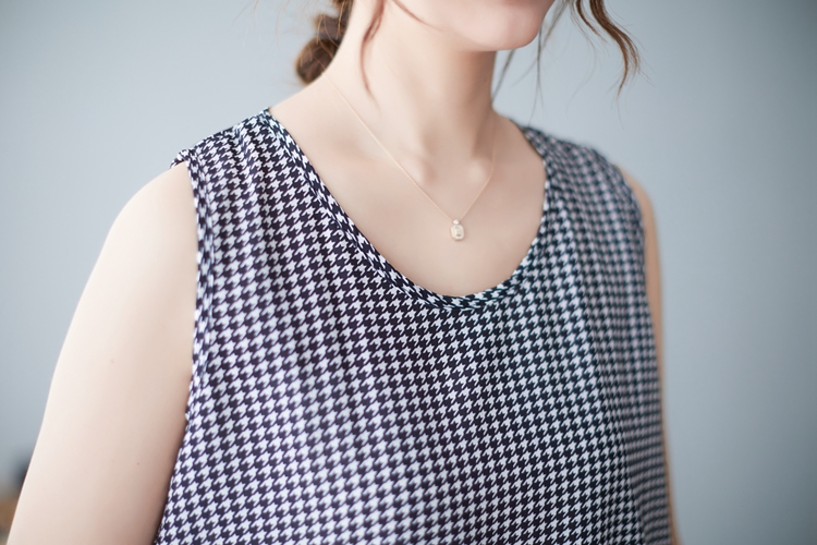 Houndstooth pattern sling vest Casual loose T-shirt