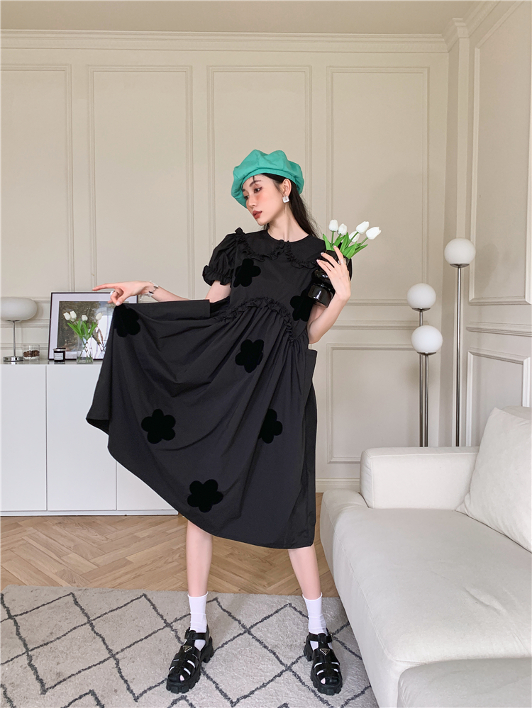 Black cherry summer dress maiden pure cotton long dress