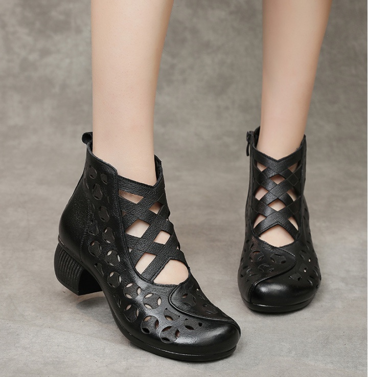 Thick high-heeled summer boots hole national style shoes