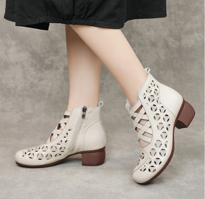 Thick high-heeled summer boots hole national style shoes