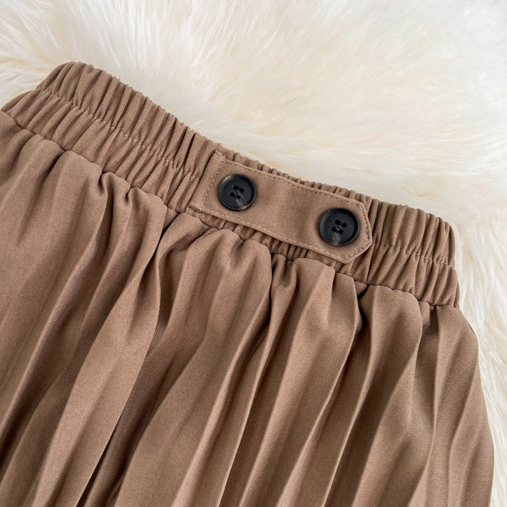 Summer pleated Korean style slim elastic waist skirt