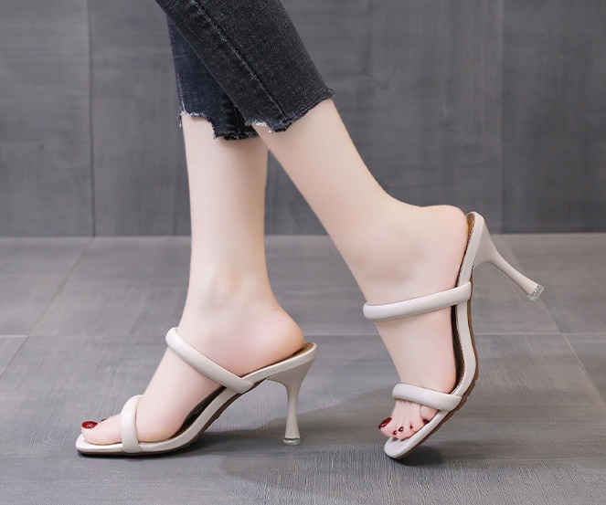 High-heeled skirt open toe slippers for women